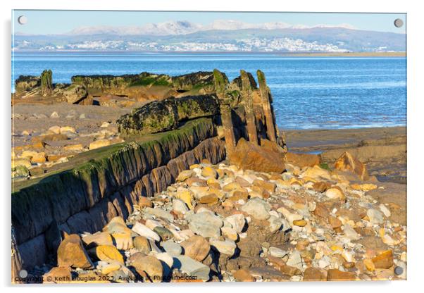 Hest Bank Jetty Reappears Acrylic by Keith Douglas