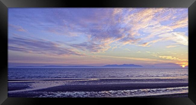 Isle of Arran sunset from Ayr beach Framed Print by Allan Durward Photography