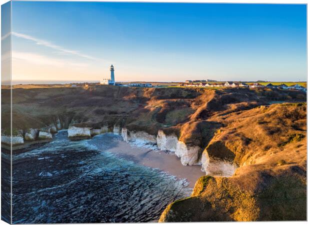 Majestic Sunrise over Flamborough Head Lighthouse Canvas Print by Tim Hill