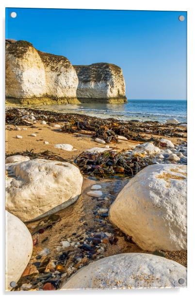 Selwicks Bay Flamborough Head Acrylic by Tim Hill