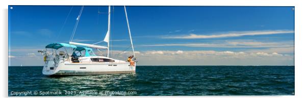 Panoramic Luxury yacht sailing in tropical seas on vacation Acrylic by Spotmatik 