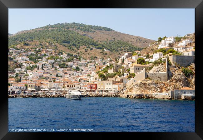 Approaching Hydra - Saronic Islands Framed Print by Laszlo Konya