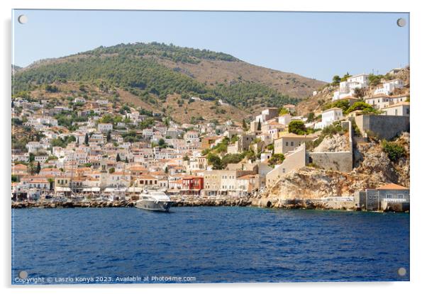 Approaching Hydra - Saronic Islands Acrylic by Laszlo Konya