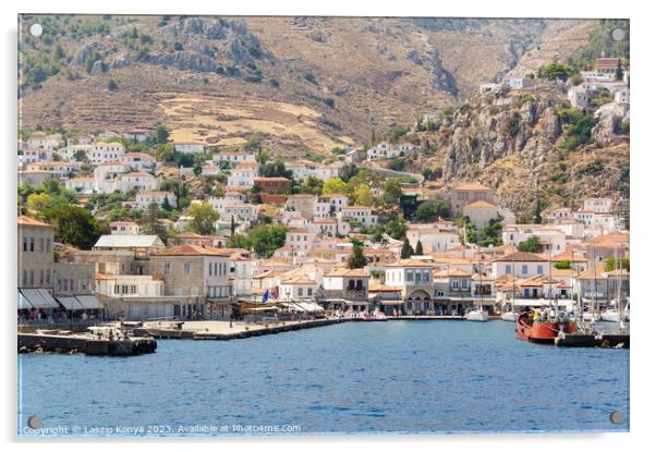 Port of Hydra - Saronic Islands Acrylic by Laszlo Konya