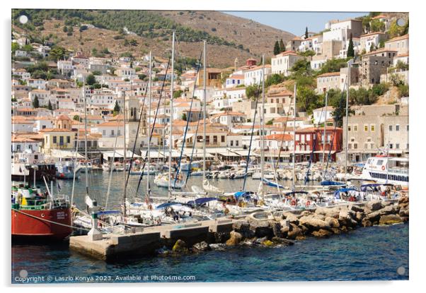 Port of Hydra - Saronic Islands Acrylic by Laszlo Konya