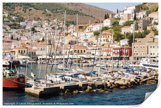 Port of Hydra - Saronic Islands Print by Laszlo Konya