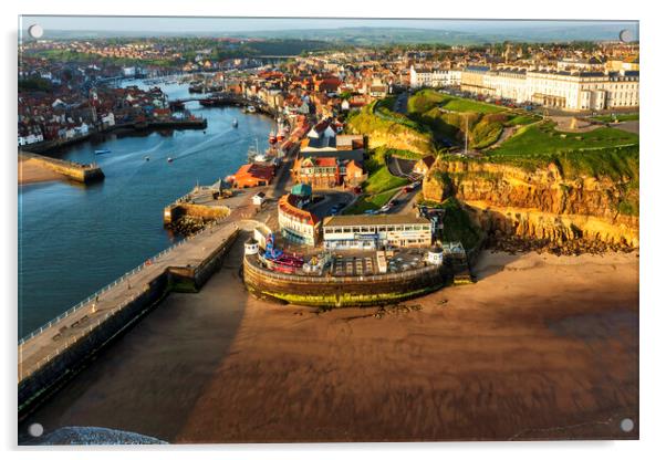 Whitby West Cliff Acrylic by Tim Hill