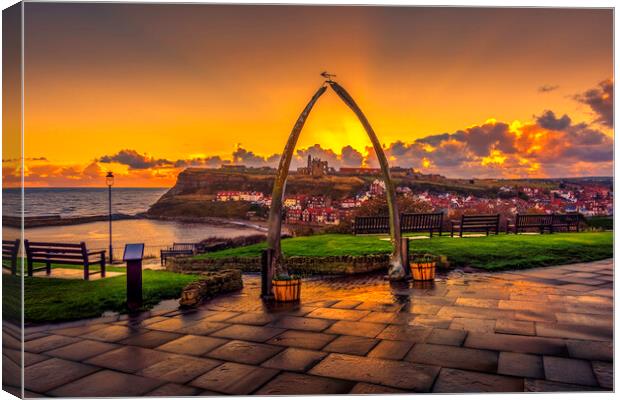Golden Sunrise Over Whitby Abbey Canvas Print by Tim Hill
