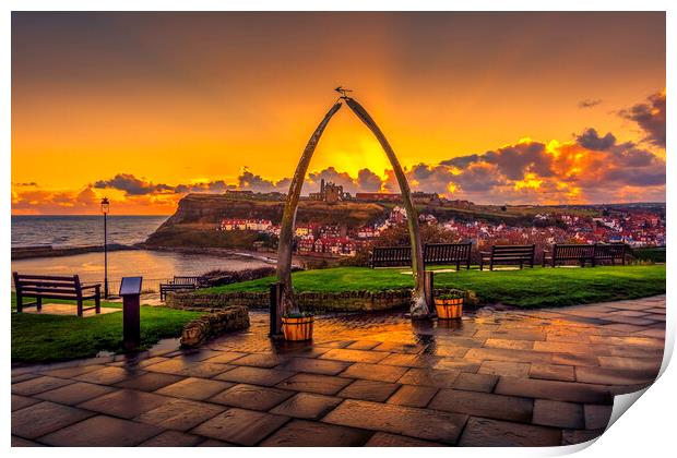 Golden Sunrise Over Whitby Abbey Print by Tim Hill