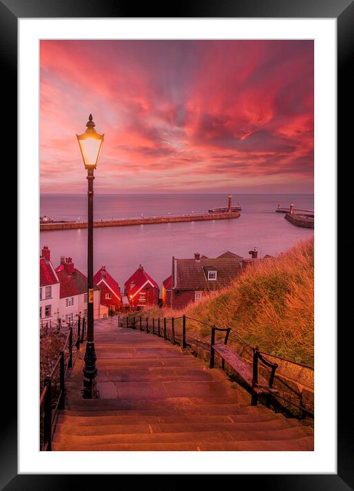 Whitby 199 Steps at Sunset Framed Mounted Print by Tim Hill
