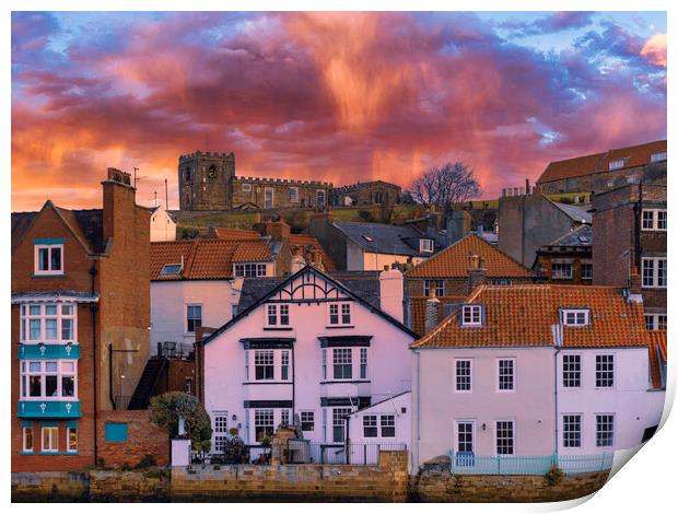 Stunning Whitby Harbourside Sky Print by Tim Hill