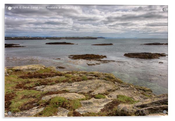 A view of Trearddur Bay from Lon Isallt, Anglesey Acrylic by Derek Daniel