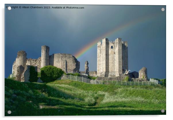 Conisbrough Castle Acrylic by Alison Chambers