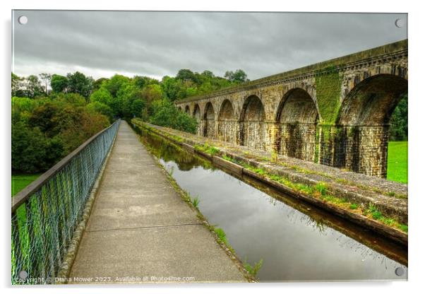 Chirk Aqueduct and Railway Viaduct Acrylic by Diana Mower