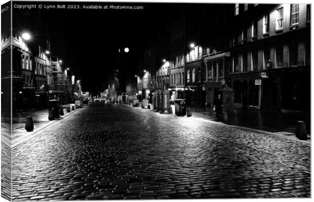 Streets of Edinburgh at Night Canvas Print by Lynn Bolt