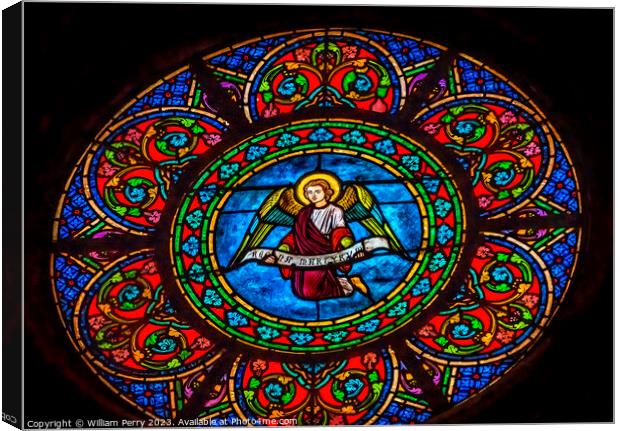 Angel Stained Glass Notre Dame de Nice Church Nice France Canvas Print by William Perry