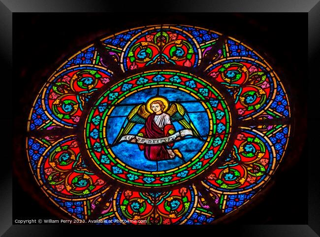 Angel Stained Glass Notre Dame de Nice Church Nice France Framed Print by William Perry
