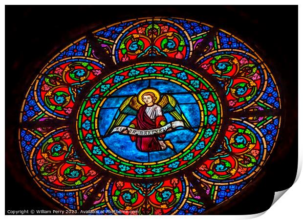 Angel Stained Glass Notre Dame de Nice Church Nice France Print by William Perry
