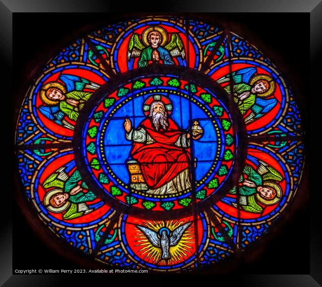 God Angels Stained Glass Notre Dame Church Nice France Framed Print by William Perry