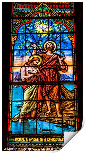 Jesus Baptism Stained Glass Notre Dame de Nice Nice France Print by William Perry