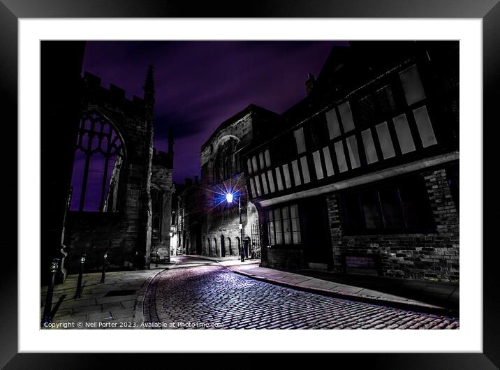 Night on the Cobbles Framed Mounted Print by Neil Porter