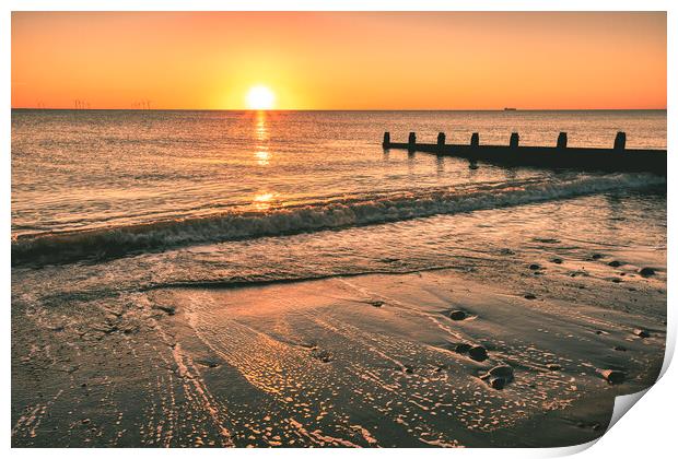 Withernsea Beach Sunrise, East Yorkshire Print by Tim Hill