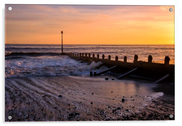 Sunrise over Withernsea beach Acrylic by Tim Hill