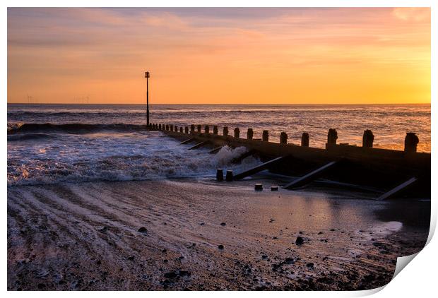Sunrise over Withernsea beach Print by Tim Hill