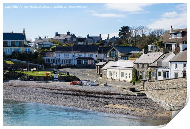 Moelfre Beach Anglesey Print by Pearl Bucknall
