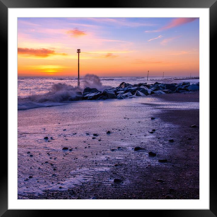 Sunrise Waves at Withernsea Beach Framed Mounted Print by Tim Hill