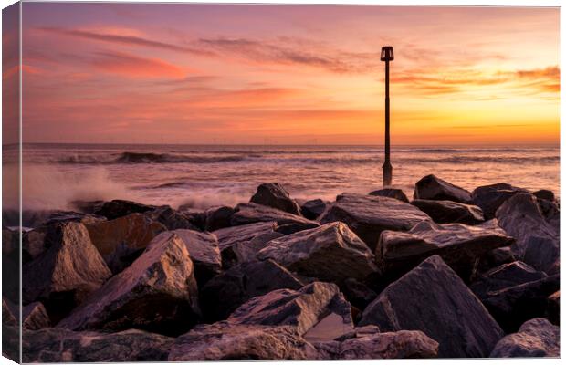 Majestic Sunrise Over Withernsea Beach Canvas Print by Tim Hill