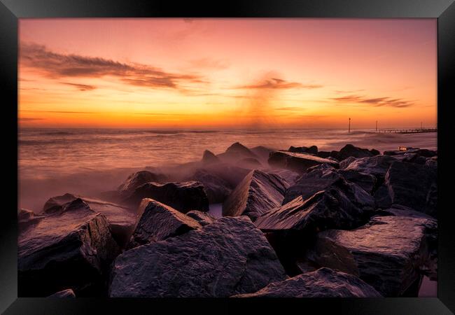 Golden Hour on Withernsea Beach Framed Print by Tim Hill