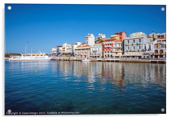 Agios Nikolaos Harbour, Isle of Crete, Greece Acrylic by Kasia Design