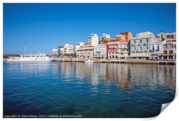 Agios Nikolaos Harbour, Isle of Crete, Greece Print by Kasia Design