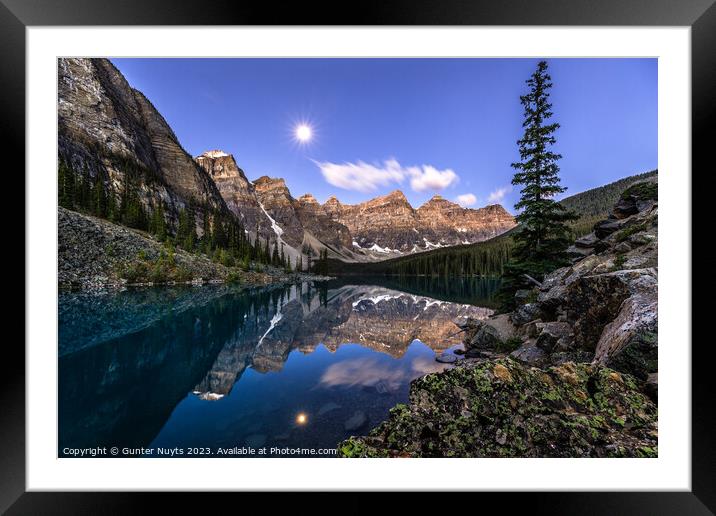 Moraine Lake at blue hour. Framed Mounted Print by Gunter Nuyts