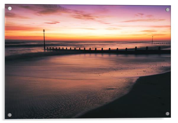 Withernsea Yorkshire Coast Sunrise Acrylic by Tim Hill