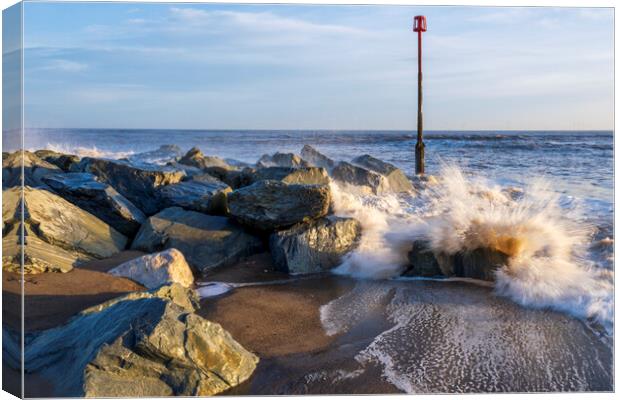 Breaking Wave, Withernsea Beach Canvas Print by Tim Hill