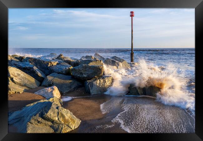 Breaking Wave, Withernsea Beach Framed Print by Tim Hill