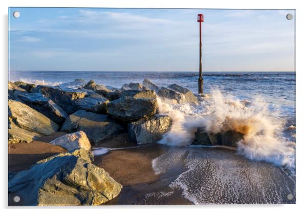 Breaking Wave, Withernsea Beach Acrylic by Tim Hill