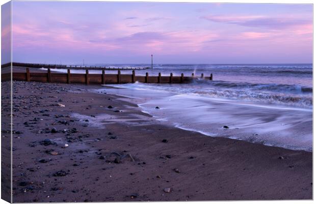 Withernsea Beach at Dawn Canvas Print by Tim Hill