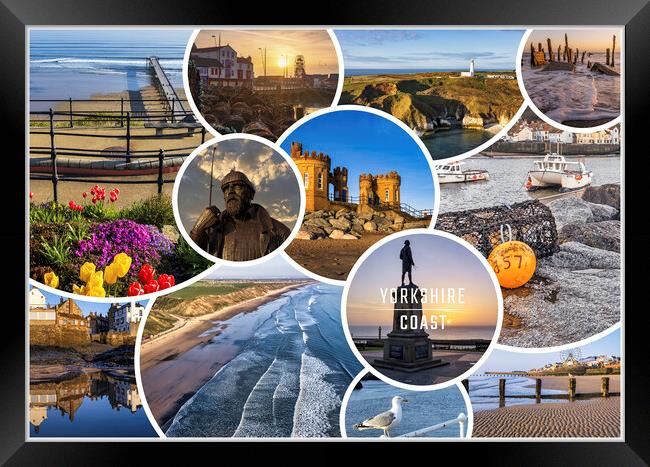 Yorkshire Coast Collage Framed Print by Tim Hill