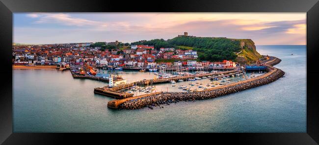 Sunrise Glow over Scarborough Harbour Framed Print by Tim Hill