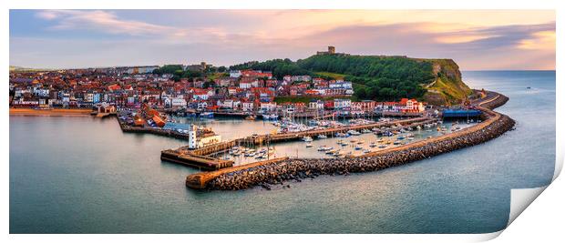 Sunrise Glow over Scarborough Harbour Print by Tim Hill