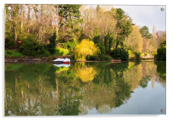 Peaceful reflections on Scarboroughs Boating Lake Acrylic by Tim Hill