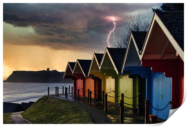 Dramatic Scarborough Beach Huts Print by Tim Hill