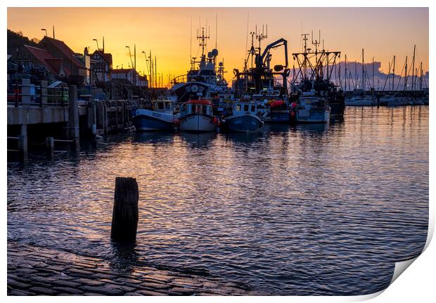Serenity at Scarborough Harbour Print by Tim Hill