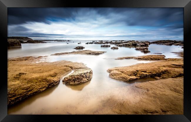 Incoming Tide at North Beach, Scarborough Framed Print by Tim Hill