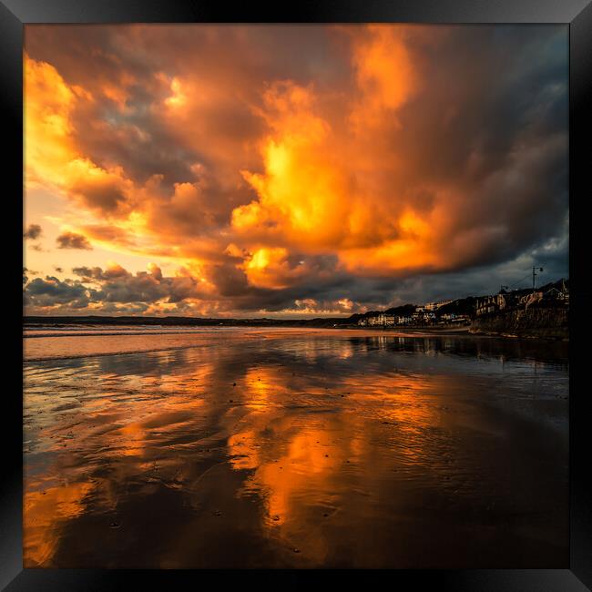 Sunrise Clouds Over Filey Beach Framed Print by Tim Hill