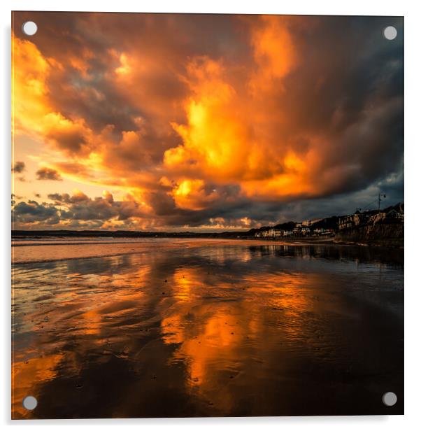 Sunrise Clouds Over Filey Beach Acrylic by Tim Hill