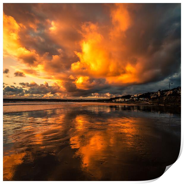 Sunrise Clouds Over Filey Beach Print by Tim Hill
